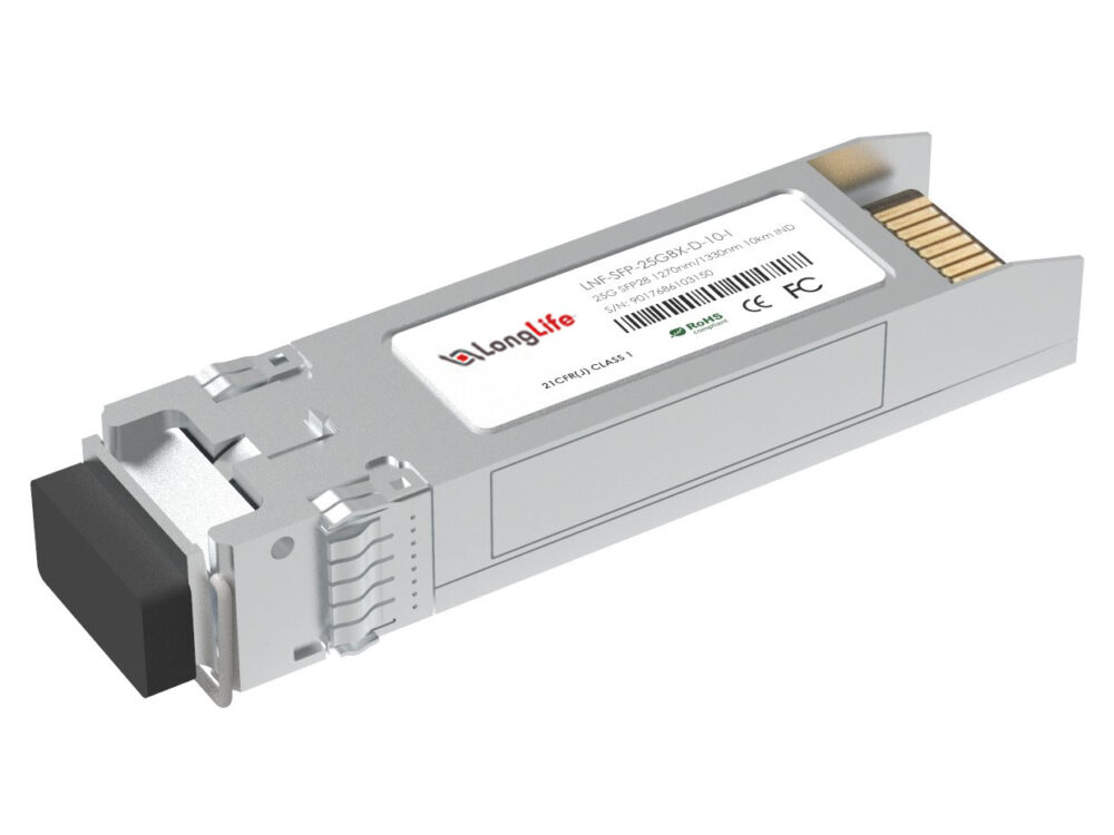 Cisco SFP-25GBX-D-10-I Compatible 25GBASE SFP28 1330nm-TX/1270nm-RX 10km Industrial DOM Simplex LC SMF Optical Transceiver Module