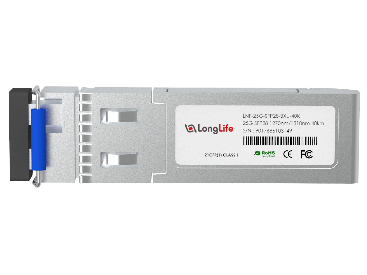 Brocade 25G-SFP28-BXU-40K Compatible 25GBASE SFP28 1270nm-TX/1310nm-RX 40km DOM Simplex LC SMF Optical Transceiver Module - Görsel 2