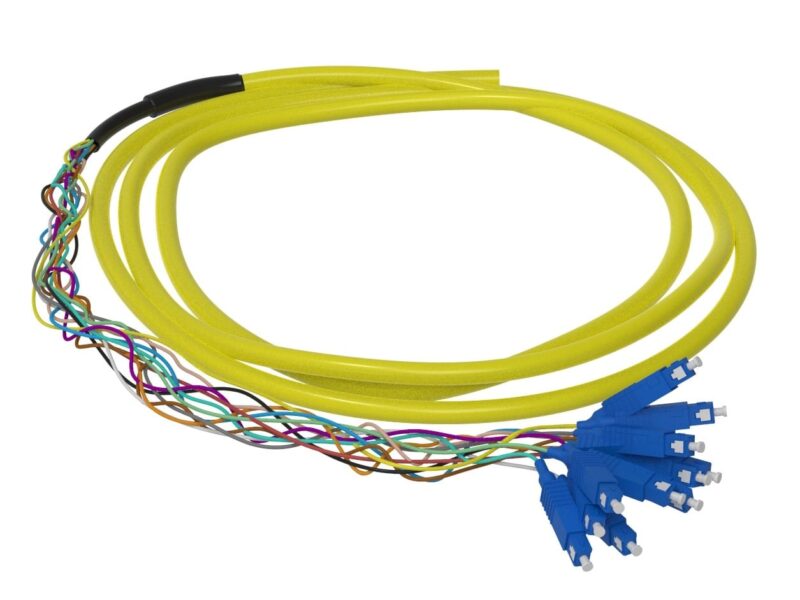 1.5m (5ft) SC UPC 12 Fibers OS2 Single Mode Bunch PVC (OFNR) 0.9mm Fiber Optic Pigtail - Görsel 2